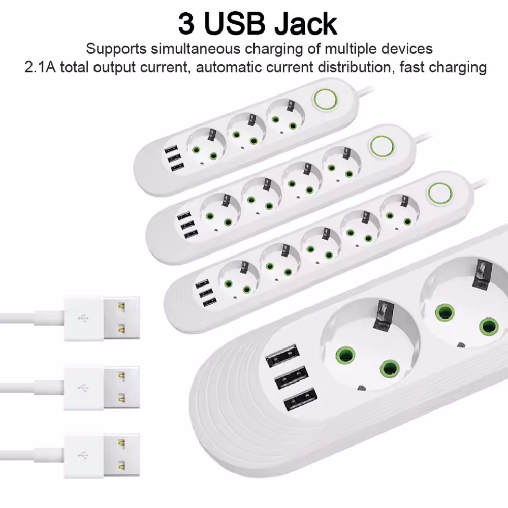 2M Cable EU Plug Power Strip w - огляд і ціна Power Tools Extension
