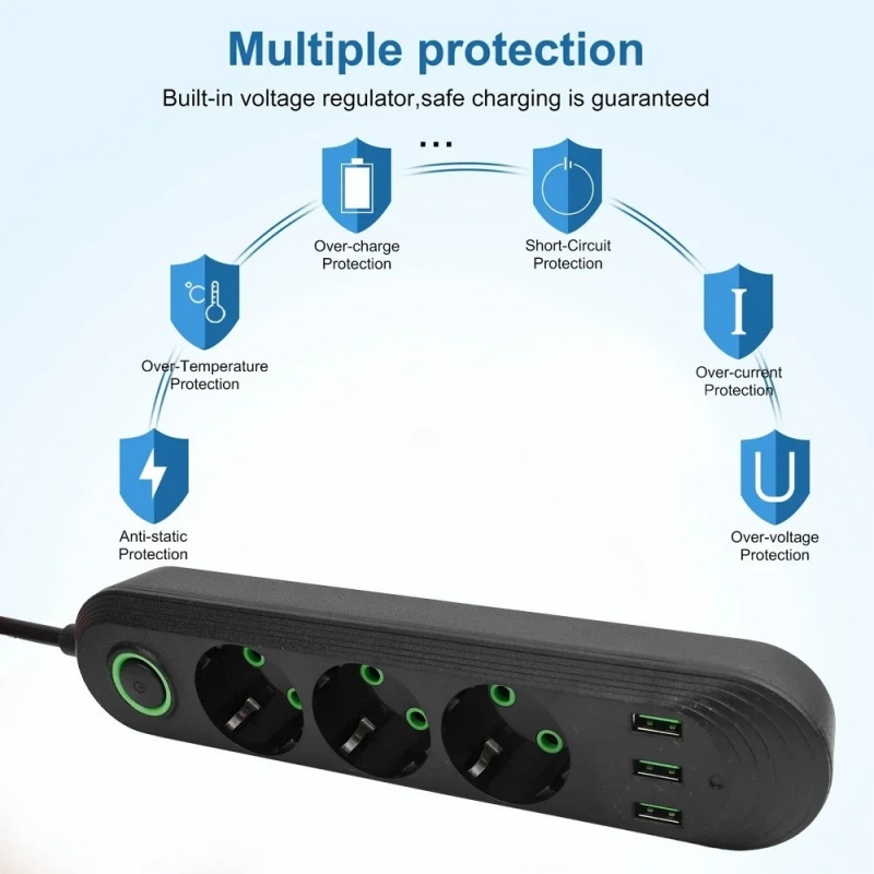 EU Plug AC Outlet with 3USB Po - огляд і ціна Power Tools Extension