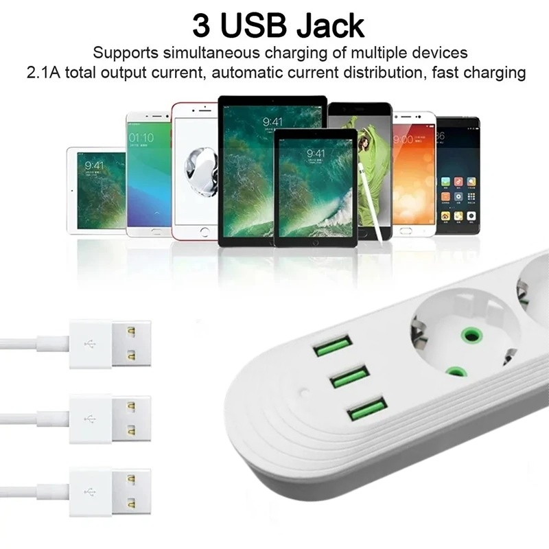 EU Plug AC Outlet with 3USB Po - огляд і ціна Power Tools Extension
